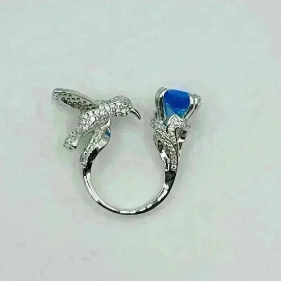 Fashion Blue Zircon Rhinestone Hummingbird Ring - Picture 6 of 10